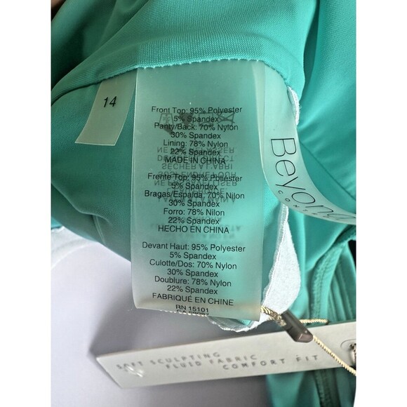 Beyond Control Women's Solid V-Neck Button-Detail One-Piece Swimsuit BlueTeal 14 - Picture 10 of 10